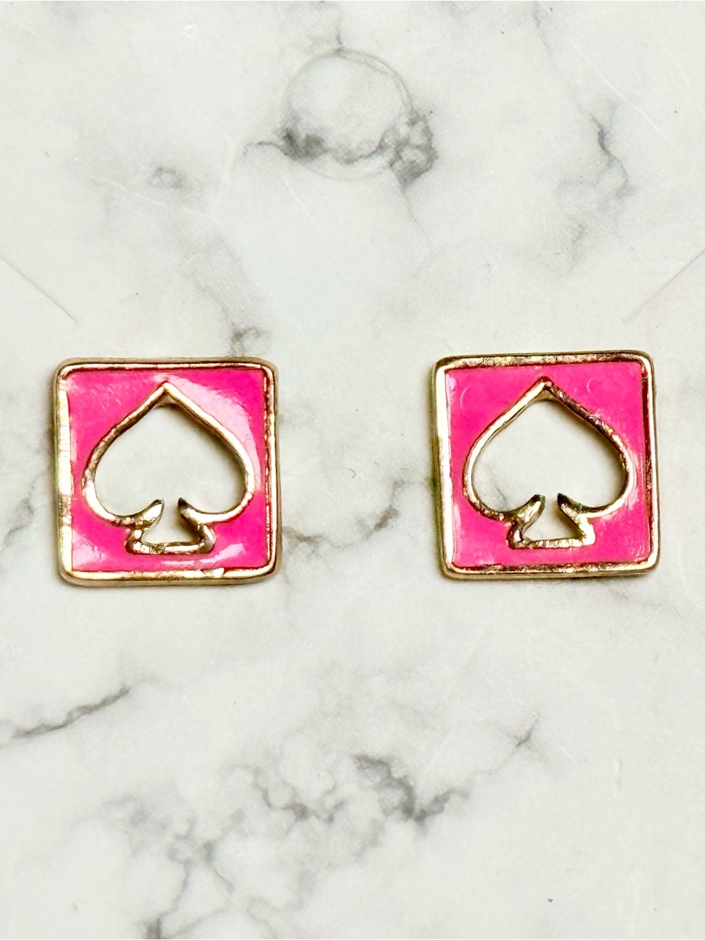 Kate Spade Gold Studs in Bright Pink